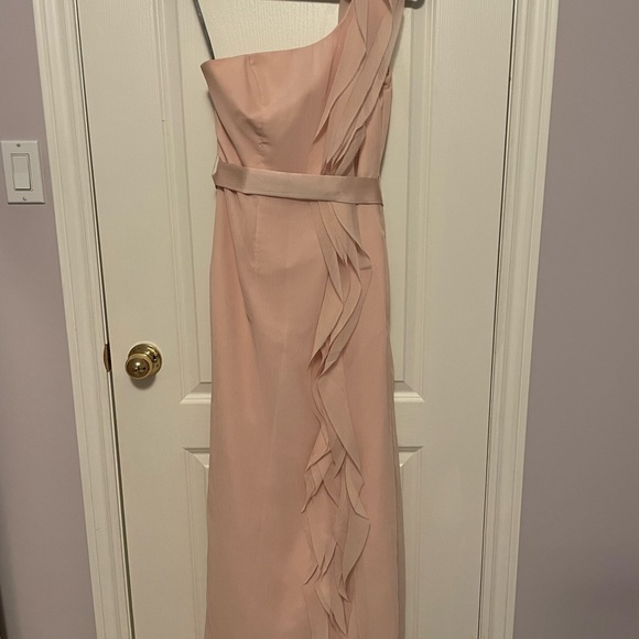 White by Vera Wang One Shoulder Dress in Blush - Picture 3 of 8